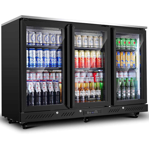 12 Cu.Ft Display Bar Beverage Fridge With 3 Glass Doors and wheels