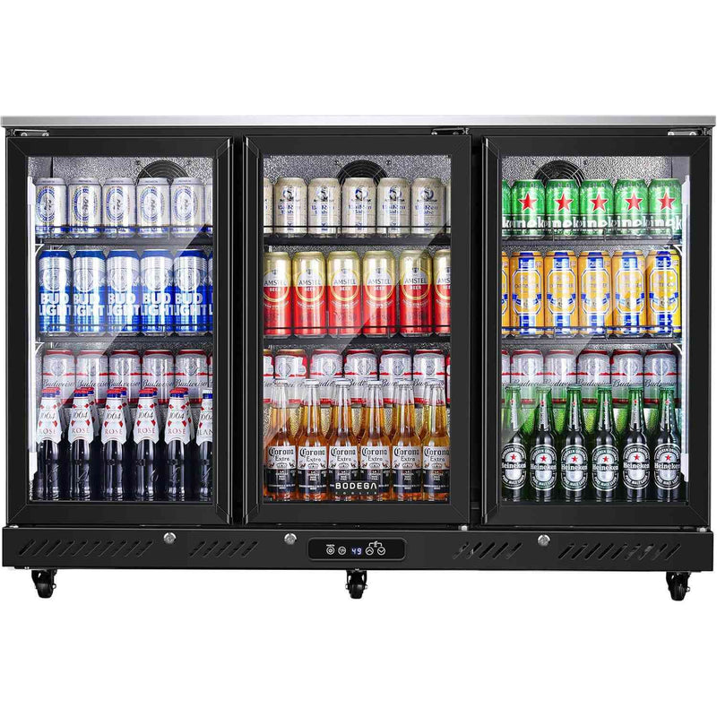 12 Cu.Ft Display Bar Beverage Fridge With 3 Glass Doors and wheels