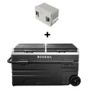 121qt camping fridge and grey battery