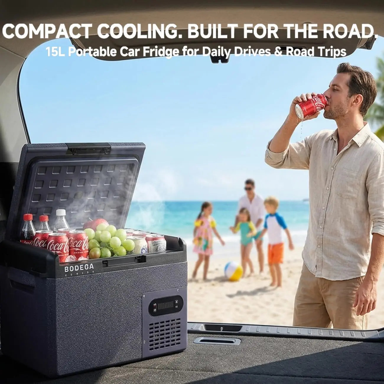 BODEGACOOLER 15L Mini Car Fridge for road trips