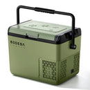 A Bodega Cooler portable cooler in olive green with a black handle and black trim, shown on a clean white background.
