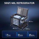 BODEGACOOLER 12-Volt Car Refrigerator, 50-Quart(48L) Portable Freezer with APP Control, RV Electric Cooler (-4℉ to 68℉), 12/24V DC & 100-240V AC for Outdoor, Truck, Camping, Travel