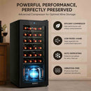 BODEGACOOLER 28 Bottle Compressor Wine Cooler, Freestanding Mini Fridge with Digital Temperature Panel, UV-Protected Glass Door, Fast Cooling for Wine, Small Refrigerator for Bar, Kitchen & Office
