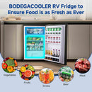 BODEGACOOLER 12-Volt Refrigerator, 116.2-Quart RV Refrigerator with Freezer, Dual-Mode RV Fridge with LED, 5℉-50℉ Travel Compressor Cooler 12/24V DC for Boat, Caravan, Truck, Camping (Black)