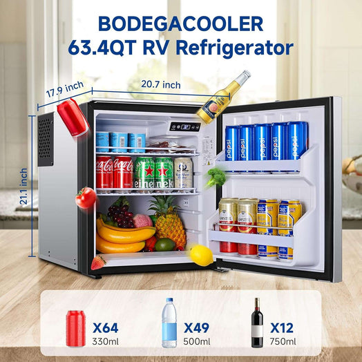 BODEGACOOLER 2025 RV Refrigerator Freezer 5°F-32℉ 63.4QT