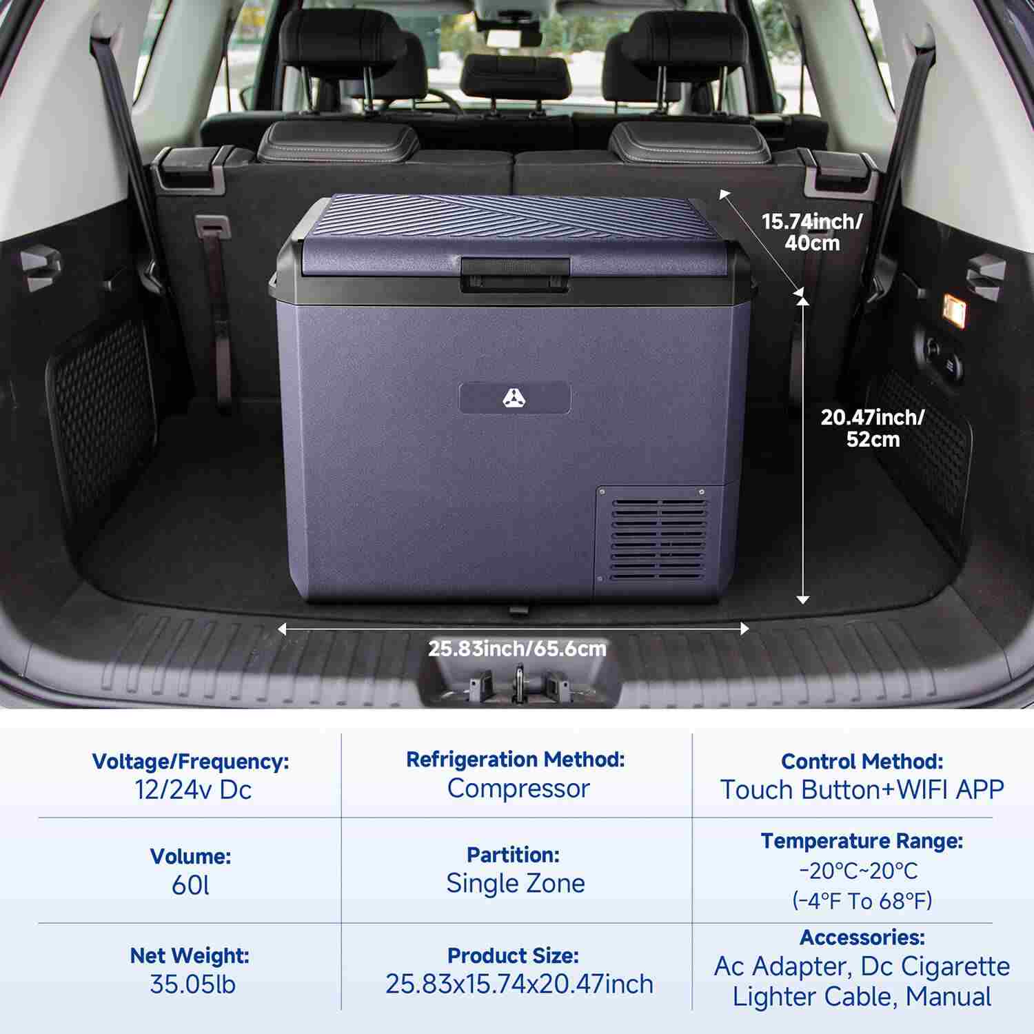 Electric Cooler Portable Fridge Freezer IPX4 Rating Water Resistant 65qt