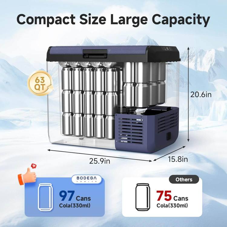 Electric Cooler Portable Fridge Freezer IPX4 Rating Water Resistant 65qt