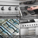 BODEGACOOLER Outdoor Kitchen Island with 6-Burner 97,000 BTU Propane Grill, Stainless Steel BBQ with Built-in Refrigerator and Sink for Backyard hosting, Patio Barbecue