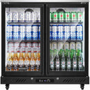 BODEGACOOLER Back Bar Cooler with 2 Glass Doors,7.7 Cu.ft Commercial Bar Beverage Refrigerator Under Counter LED Lighting for Soda Drinks,Beer,Wine with Stainless Steel Top,DOE Approved,4 Casters