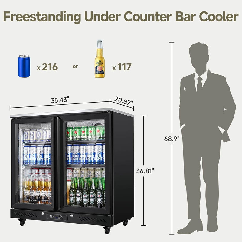 Bodega cooler 7.7 Cu.ft Commercial Counter Height Beverage Refrigerator with 2 doors and wheels