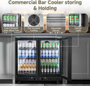 BODEGACOOLER Back Bar Cooler with 2 Glass Doors,7.7 Cu.ft Commercial Bar Beverage Refrigerator Under Counter LED Lighting for Soda Drinks,Beer,Wine with Stainless Steel Top,DOE Approved,4 Casters