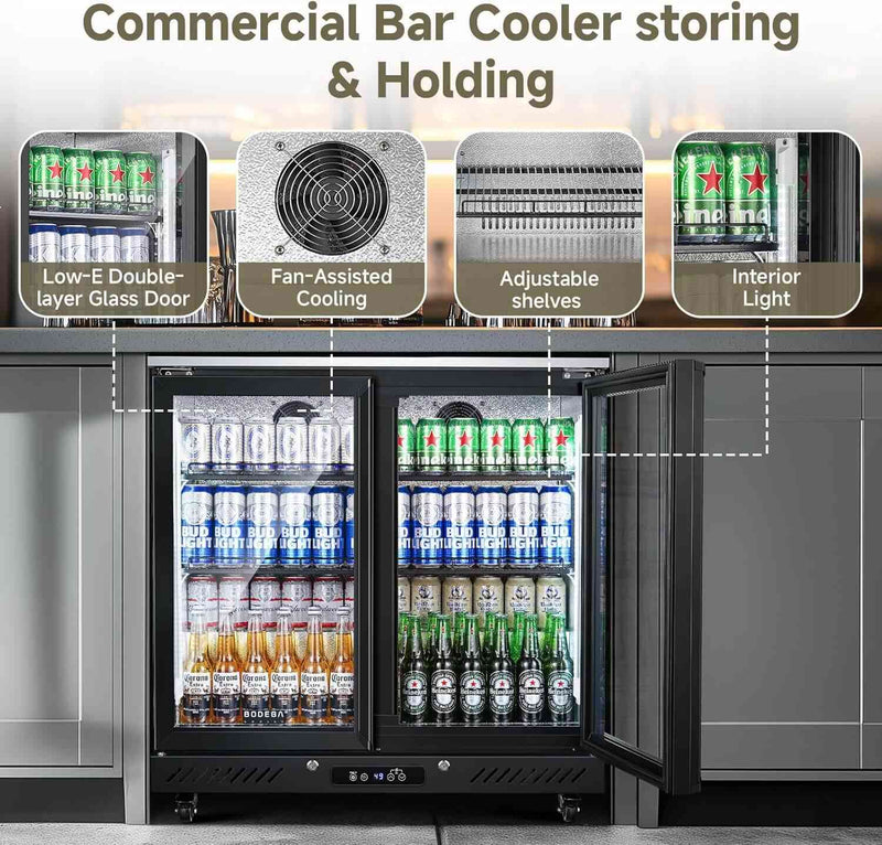 Bodega cooler 7.7 Cu.ft Commercial Counter Height Beverage Refrigerator with 2 doors and wheels