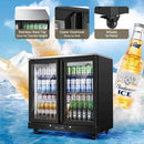 BODEGACOOLER Back Bar Cooler with 2 Glass Doors,7.7 Cu.ft Commercial Bar Beverage Refrigerator Under Counter LED Lighting for Soda Drinks,Beer,Wine with Stainless Steel Top,DOE Approved,4 Casters