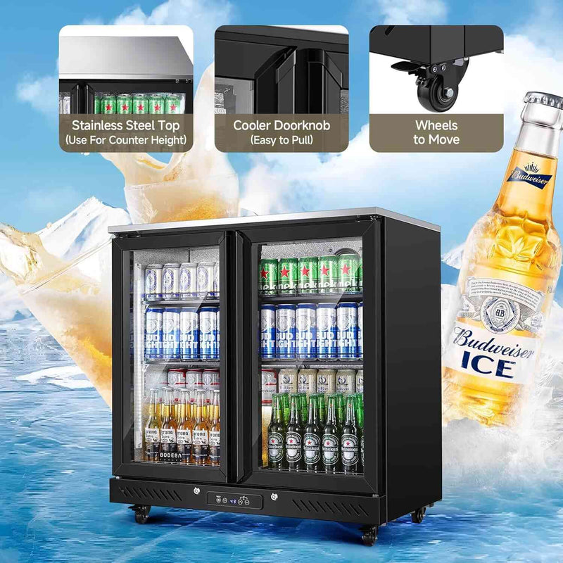 Bodega cooler 7.7 Cu.ft Commercial Counter Height Beverage Refrigerator with 2 doors and wheels