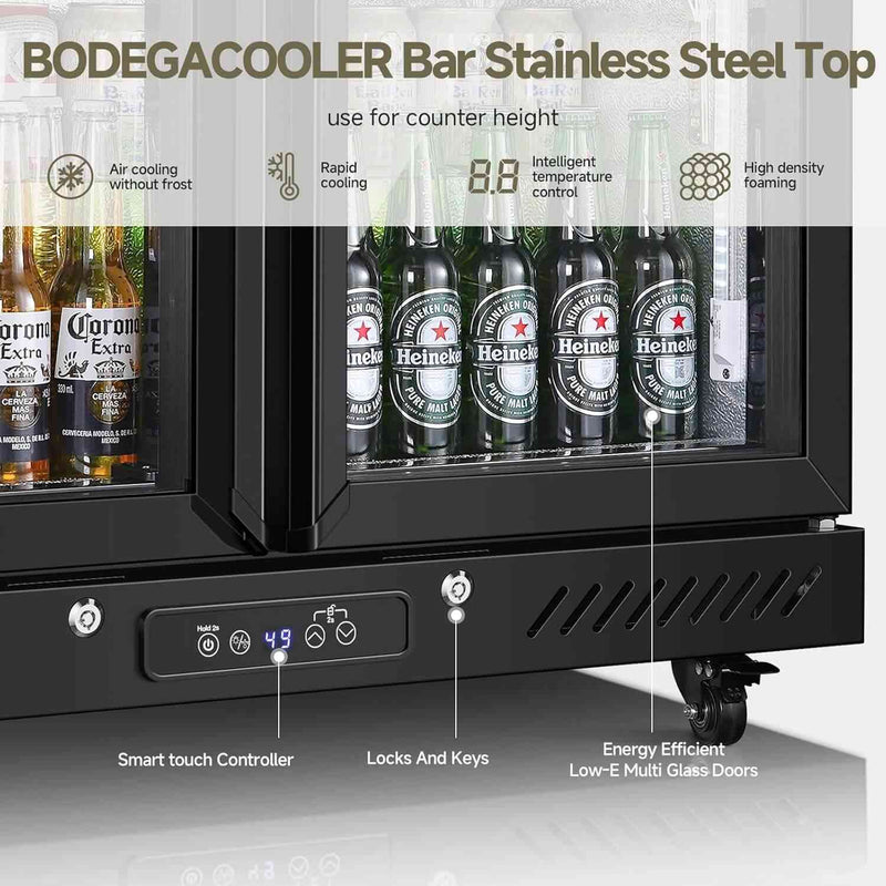 Bodega cooler 7.7 Cu.ft Commercial Counter Height Beverage Refrigerator with 2 doors and wheels