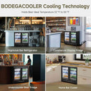 BODEGACOOLER Back Bar Cooler with 2 Glass Doors,7.7 Cu.ft Commercial Bar Beverage Refrigerator Under Counter LED Lighting for Soda Drinks,Beer,Wine with Stainless Steel Top,DOE Approved,4 Casters