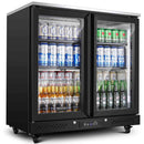 BODEGACOOLER Back Bar Cooler with 2 Glass Doors,7.7 Cu.ft Commercial Bar Beverage Refrigerator Under Counter LED Lighting for Soda Drinks,Beer,Wine with Stainless Steel Top,DOE Approved,4 Casters