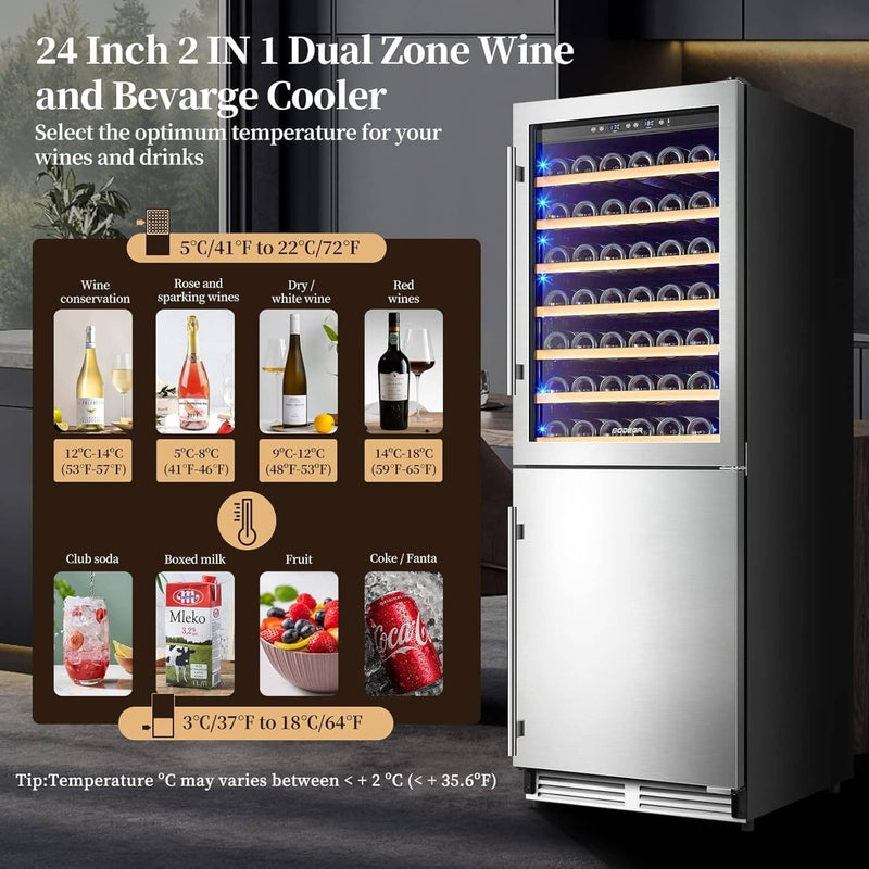 BODEGA 24 Inch Wine and Beverage Refrigerator Cooler 77 Bottles and 180 Cans