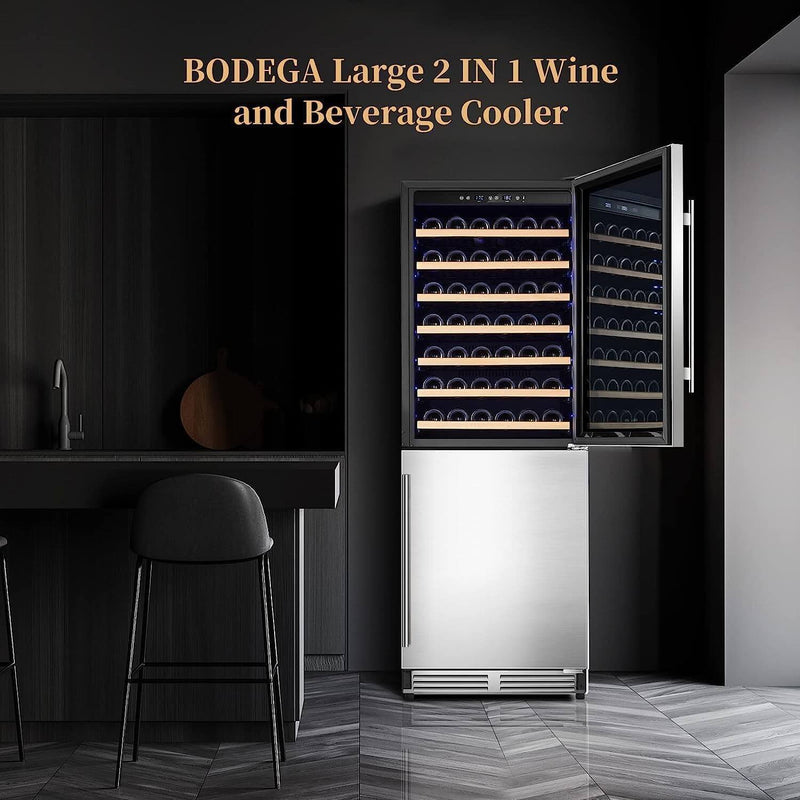 BODEGA 24 Inch Wine and Beverage Refrigerator Cooler 77 Bottles and 180 Cans