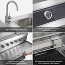 BODEGACOOLER Outdoor Kitchen Island with 6-Burner 97,000 BTU Propane Grill, Stainless Steel BBQ with Built-in Refrigerator and Sink for Backyard hosting, Patio Barbecue