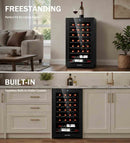 BODEGACOOLER 28 Bottle Compressor Wine Cooler, Freestanding Mini Fridge with Digital Temperature Panel, UV-Protected Glass Door, Fast Cooling for Wine, Small Refrigerator for Bar, Kitchen & Office