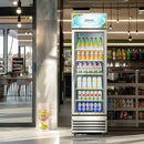 BODEGACOOLER Commercial Merchandiser Refrigerator, 12.5 Cu.Ft Glass Door Display Cooler, Upright Beverage Refrigerator with Soft LED Light, Adjustable Shelves, 4 Heavy-Duty Stainless Steel Casters