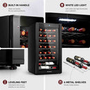 BODEGACOOLER 28 Bottle Compressor Wine Cooler, Freestanding Mini Fridge with Digital Temperature Panel, UV-Protected Glass Door, Fast Cooling for Wine, Small Refrigerator for Bar, Kitchen & Office
