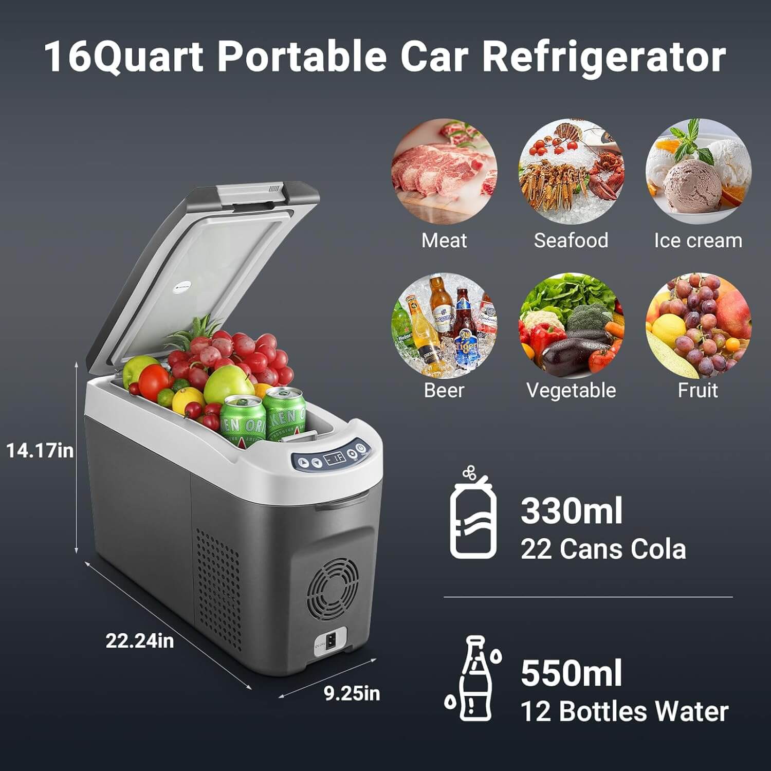 Mini Car Fridge 15L with Shoulder Belt