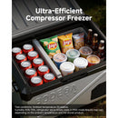 BODEGACOOLER compressor car freezer with dual-zone storage for cans, snacks and drinks