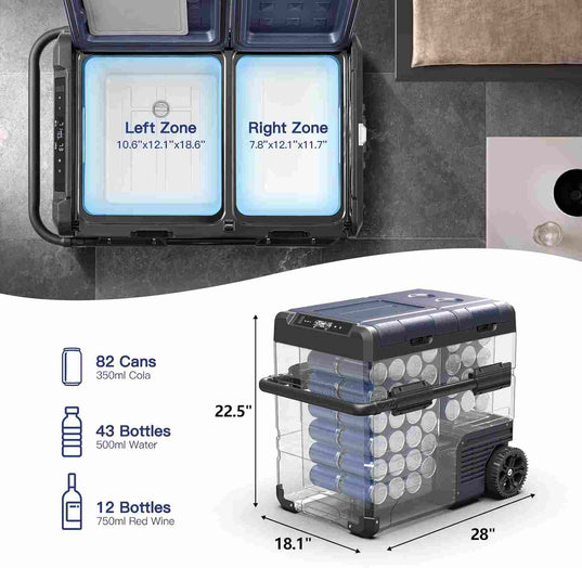 Car Fridge Dual Door Dual Zone 59QT