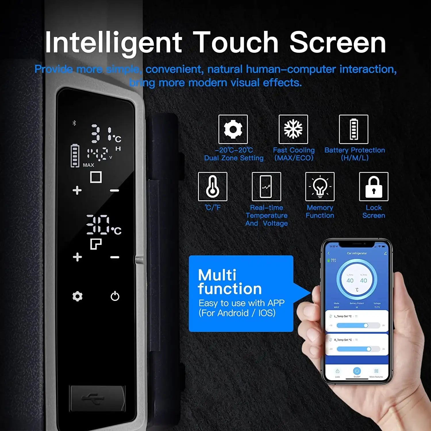 App control smart control of car fridge