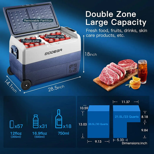 Dimensions of car fridge 53qt