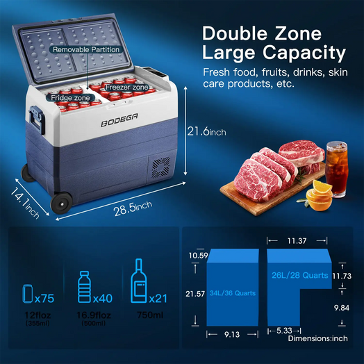 Dimensions of car fridge 64qt