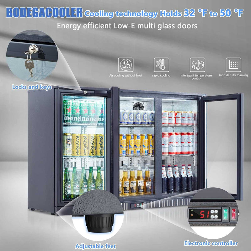 11.4 Cu.Ft Display Bar Beverage Fridge With 3 Glass Doors