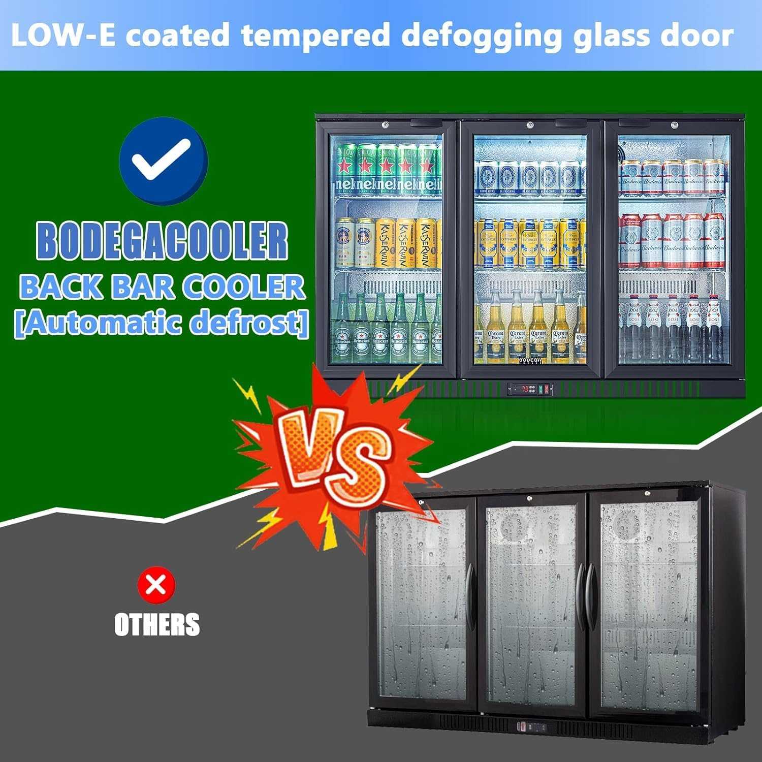 11.4 Cu.Ft Display Bar Beverage Fridge With 3 Glass Doors