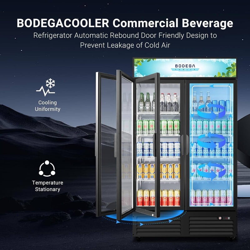 BODEGAcooler Commercial Refrigerator 2 Glass Doors Display Rrefrigerator