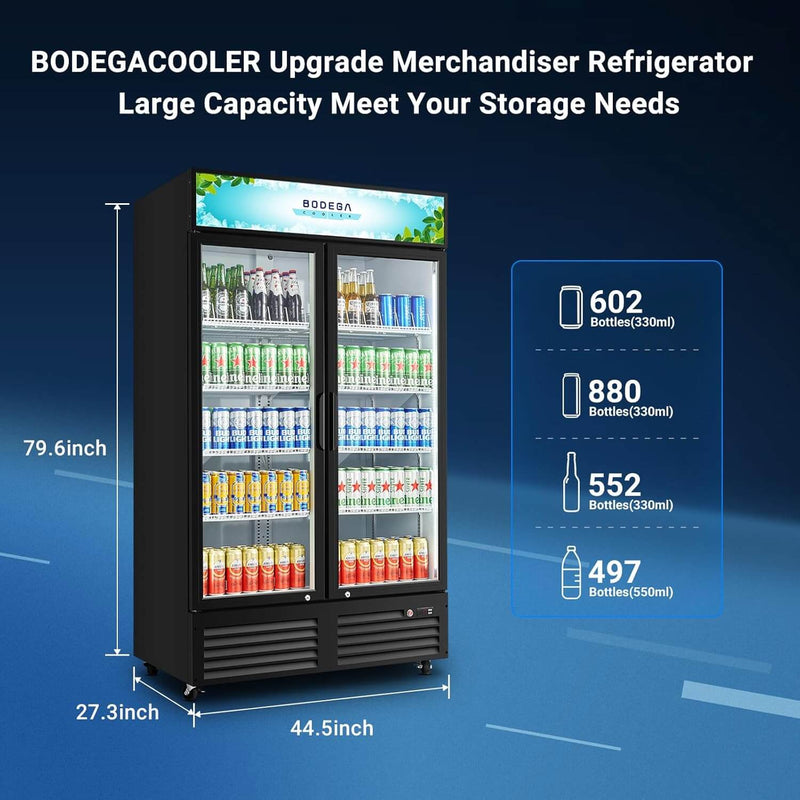 BODEGAcooler Commercial Refrigerator 2 Glass Doors Display Rrefrigerator