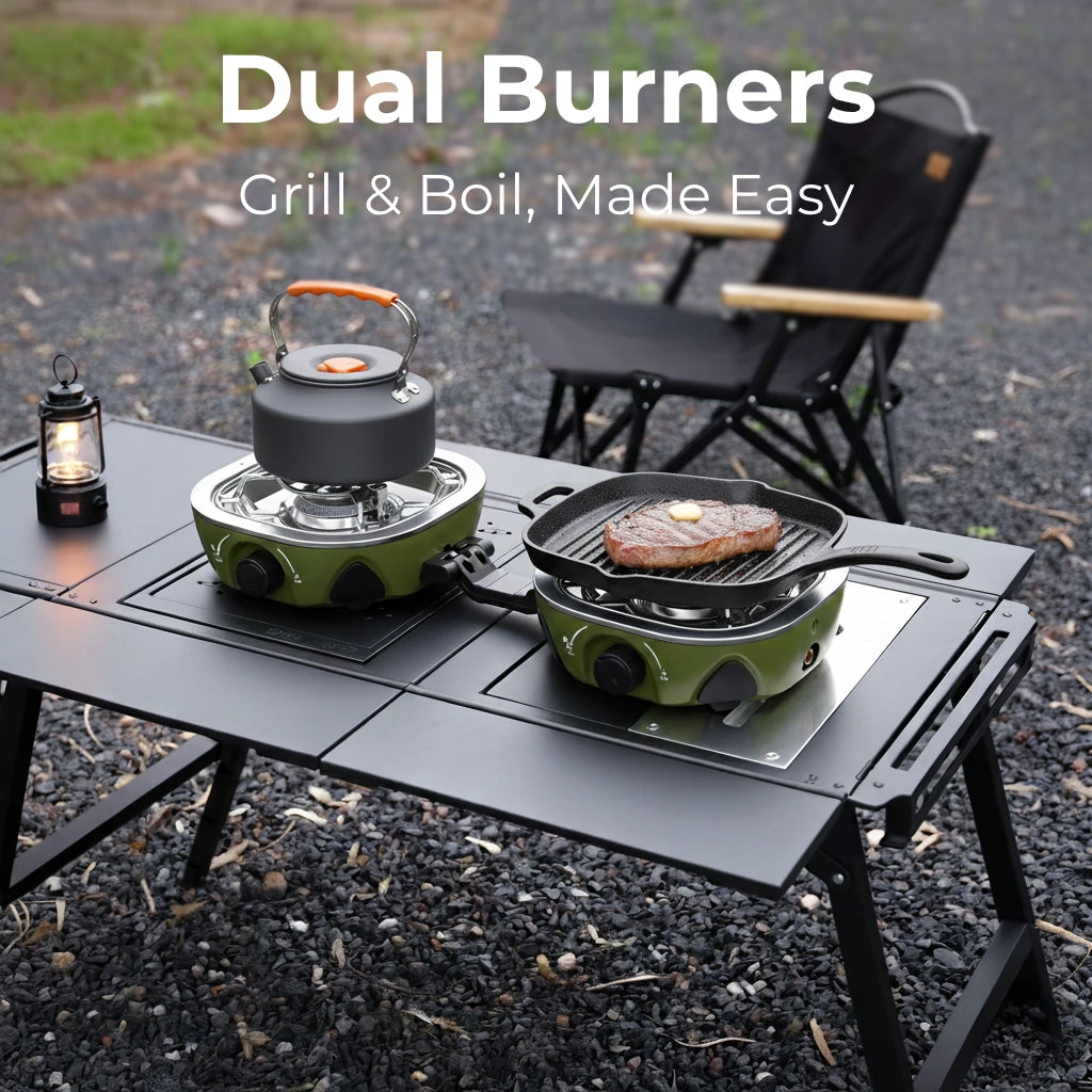 BODEGAcooler 2 Burner Camping Stove | Folding Propane Camp Stove