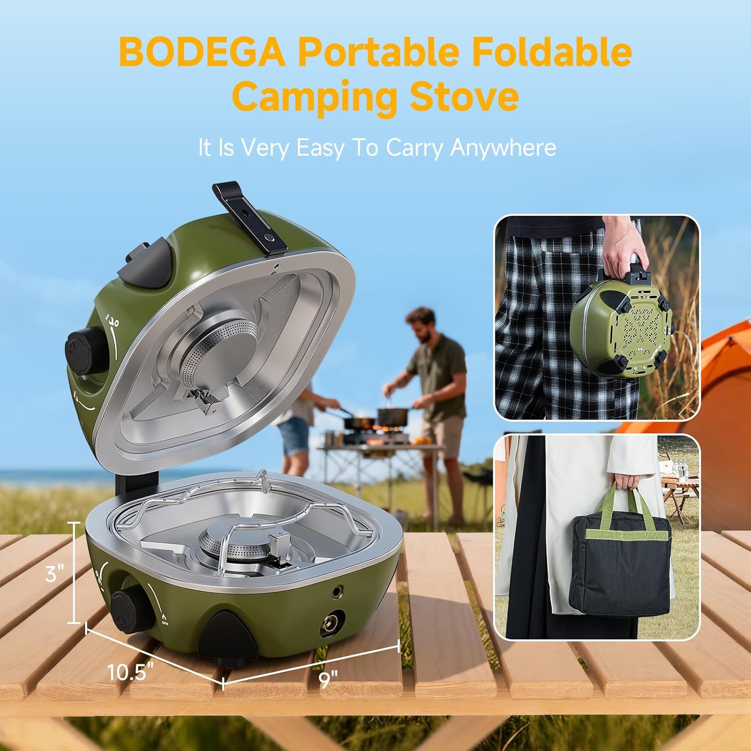 BODEGAcooler 2 Burner Camping Stove | Folding Propane Camp Stove