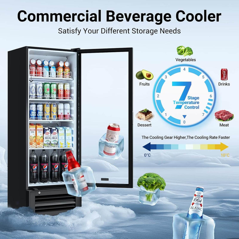 Bodega cooler Upright Display refrigerator, Commercial Fridge 10.2 Cu.Ft.