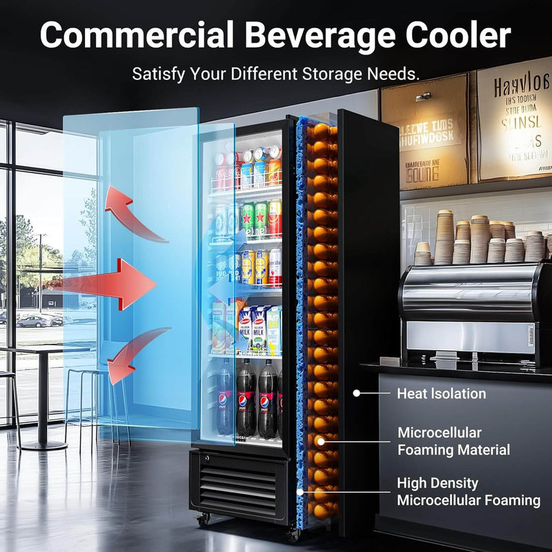 Bodega cooler Upright Display refrigerator, Commercial Fridge 10.2 Cu.Ft.