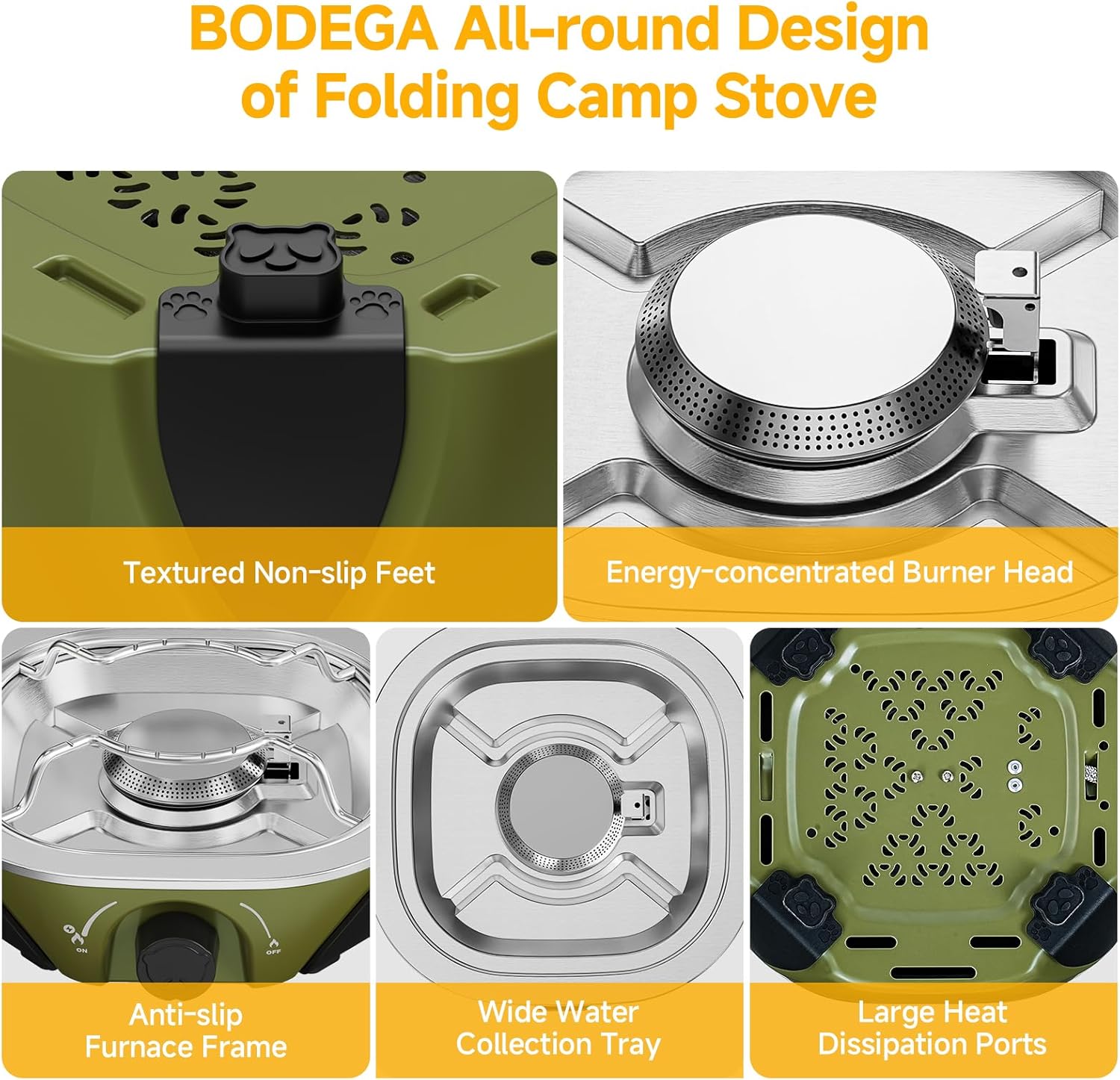 BODEGAcooler 2 Burner Camping Stove | Folding Propane Camp Stove