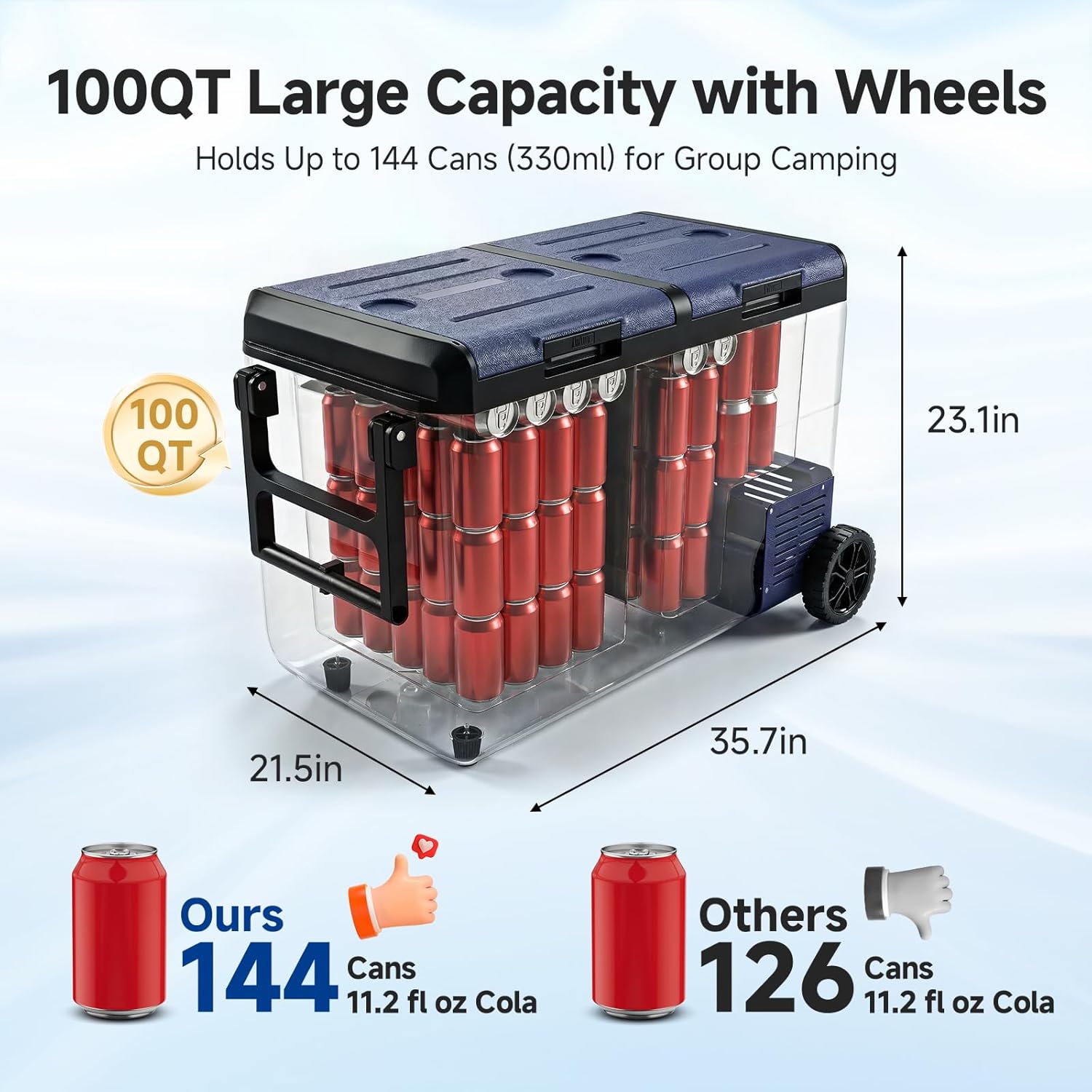 BODEGAcooler IP4X Water Resistance 12V Compressor Movable Cooler & Freezer |  100QT Dual Zone
