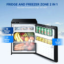 Small refrigerator with freezer compartment open