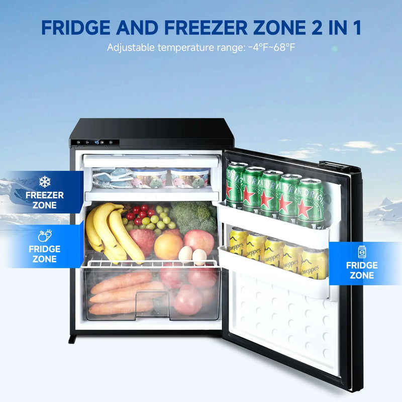 BODEGA cooler RV Portable Freezer 2.3cu.ft 65L | Dual-Zone 12V/24V Com