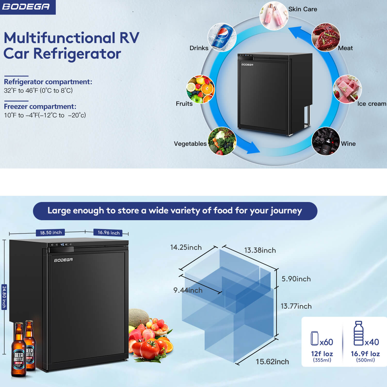 bodega cooler RV fridge Size