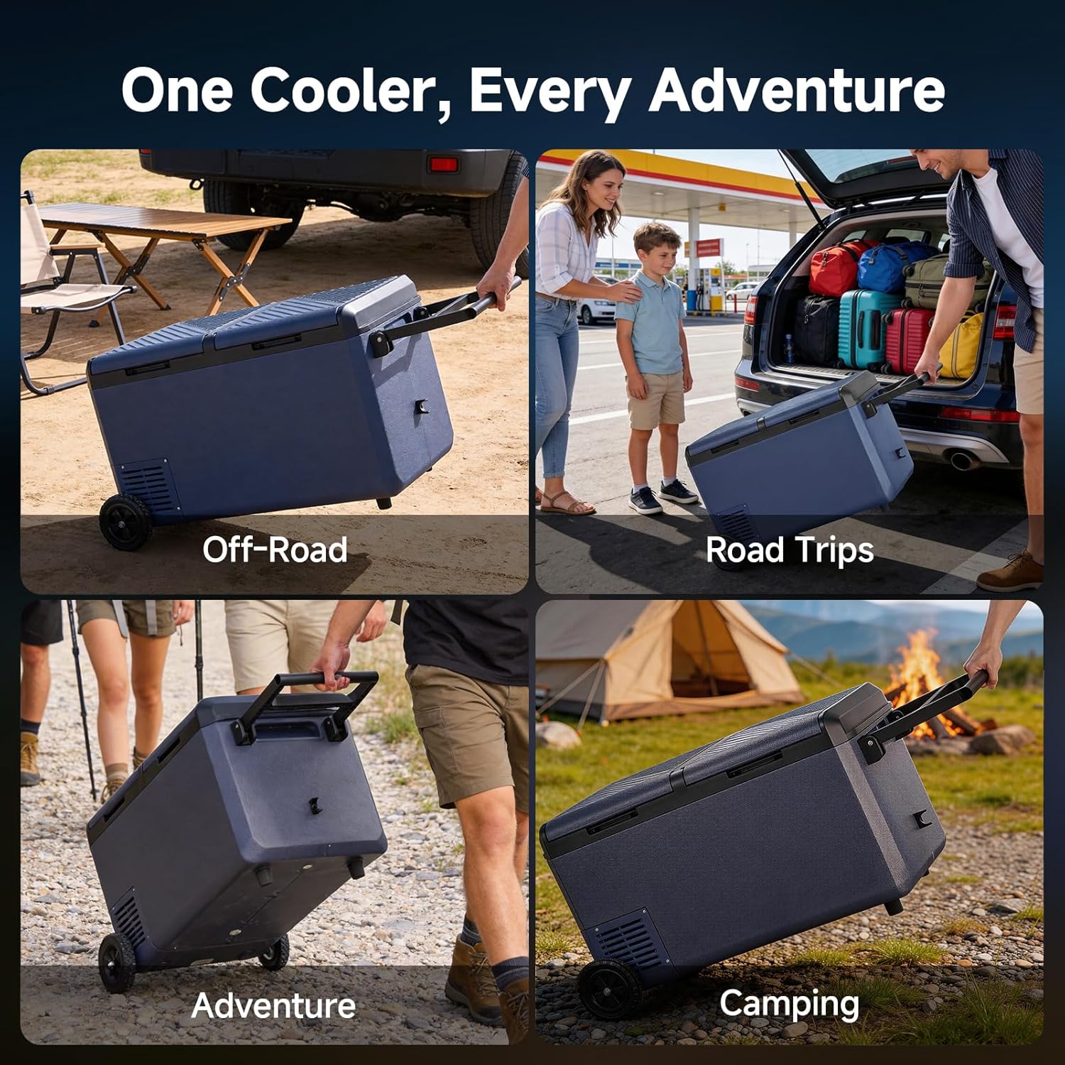 BODEGACOOLER 79QT Dual-Zone IPX4 Waterproof Portable Fridge with Wheels