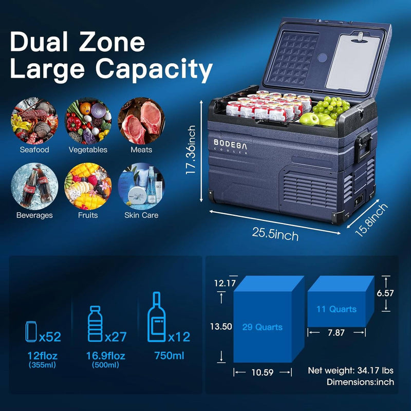 Bodegacooler Electric Cooler 38/47/53qt Dual Zone