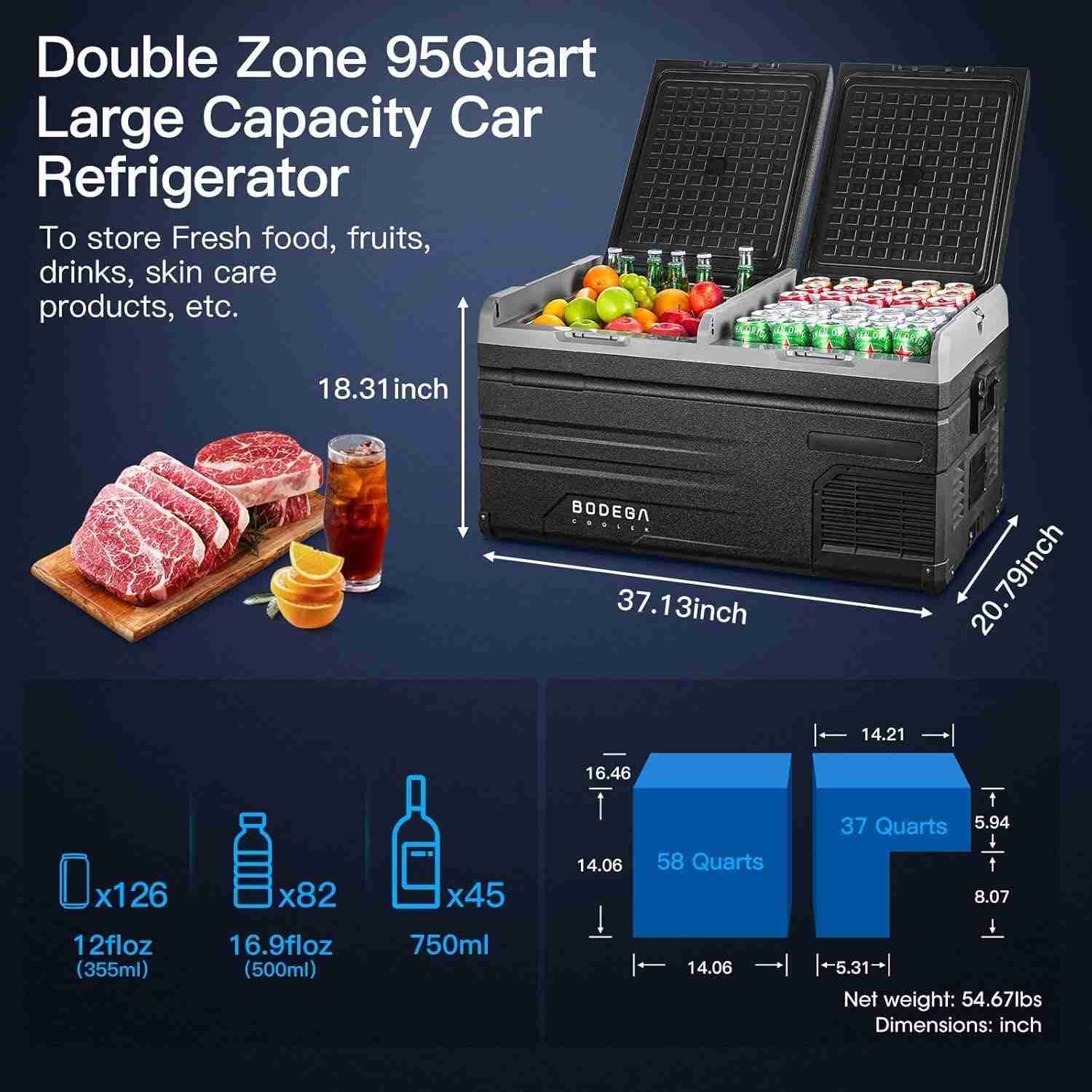 Electric Cooler 95qt Dual Zone