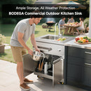 BODEGAcooler 32" Stainless Steel Outdoor Sink Cabinet with Wheels & Hose Hook Up